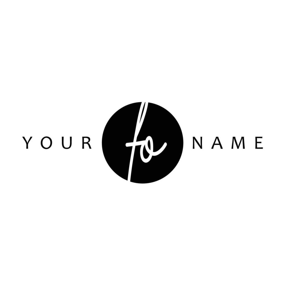 FO Initial Handwriting In Circle Frame Template Design vector