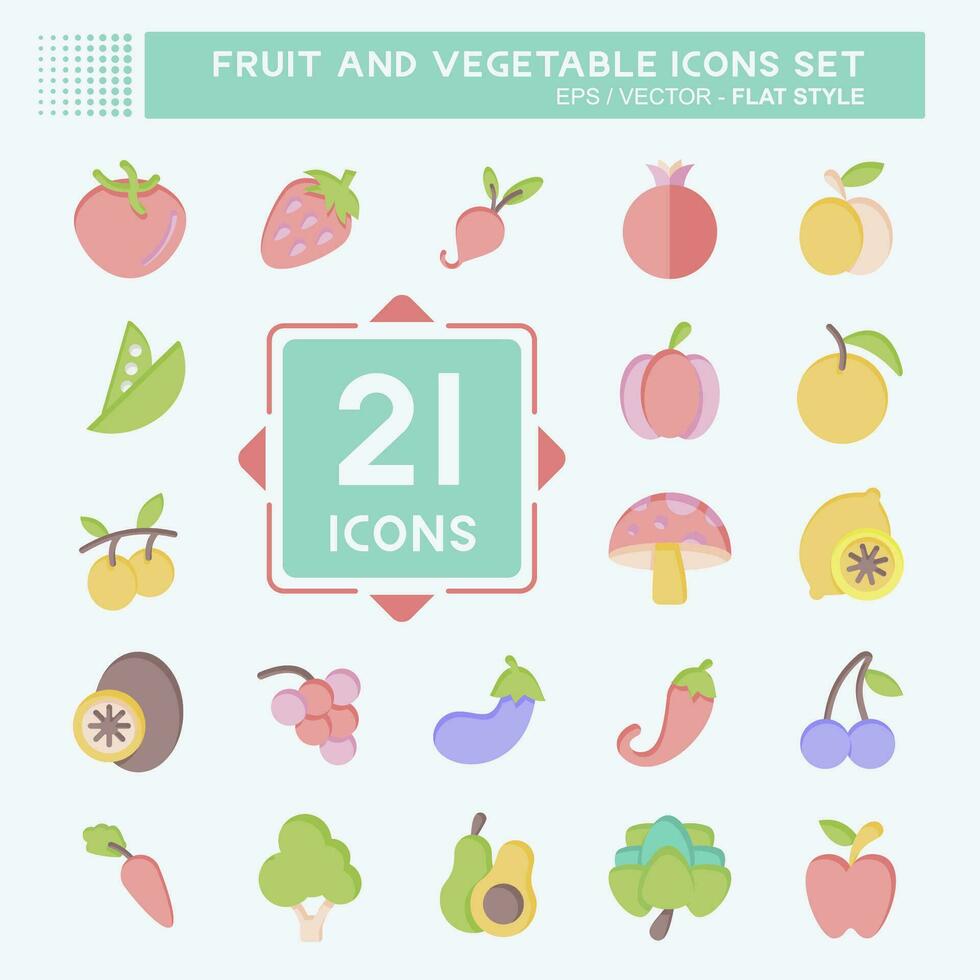 Icon Set Fruit and Vegetable. related to Healthy symbol. flat style. simple design editable. simple illustration vector