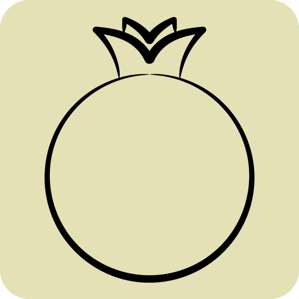 Icon Pomegranate. related to Fruit and Vegetable symbol. hand drawn style. simple design editable. simple illustration vector