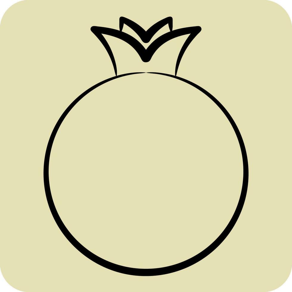 Icon Pomegranate. related to Fruit and Vegetable symbol. hand drawn style. simple design editable. simple illustration vector