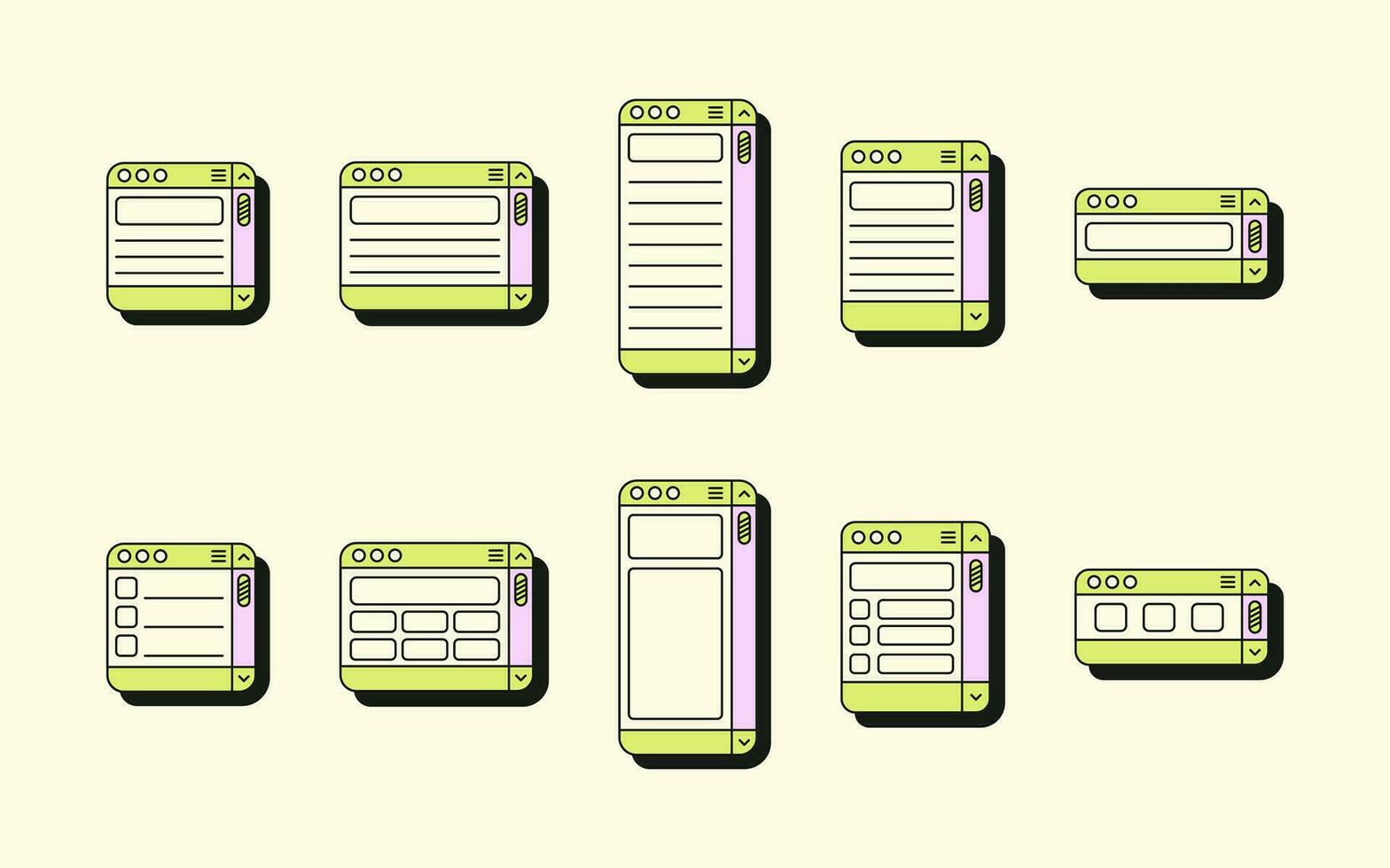 Collection of UI Window Frame Notes vector