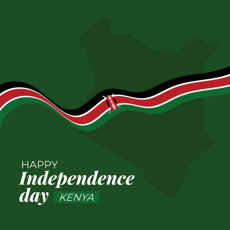Kenya independence day flag ribbon vector illustration