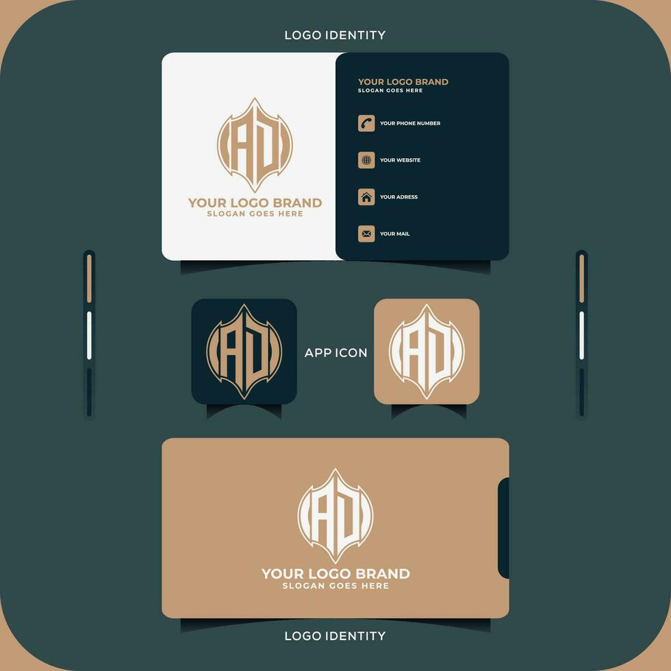 AD business card letter logo. AD creative monogram initials letter logo concept. AD Unique modern flat abstract vector letter logo design.