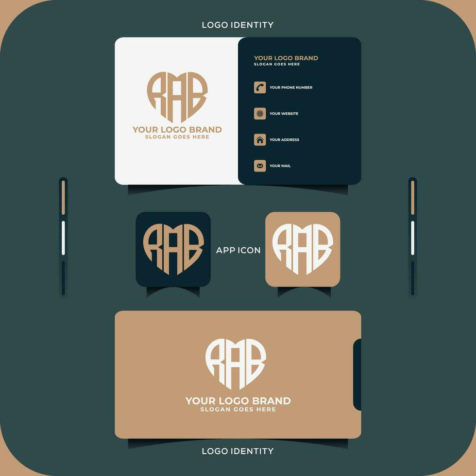 AAB business card letter logo. AAB creative monogram initials letter logo concept. AAB Unique modern flat abstract vector letter logo design.