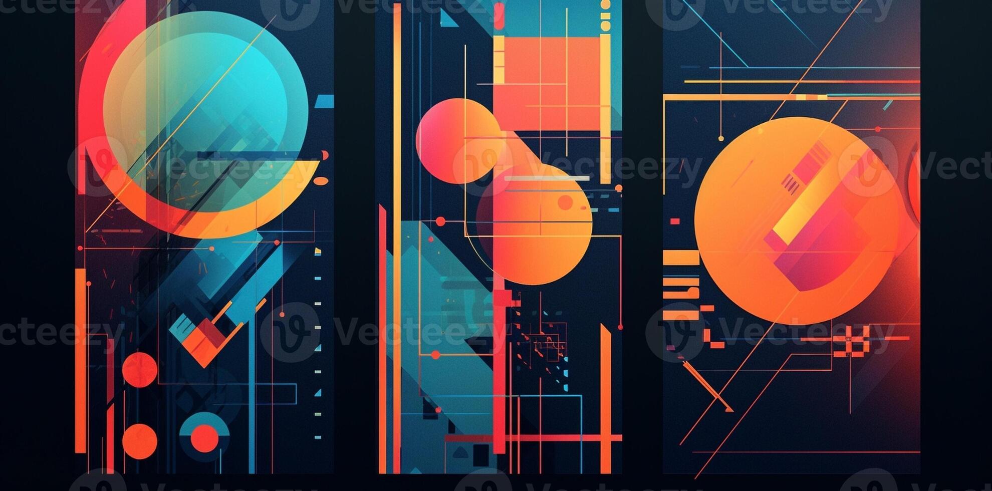 AI Generated Wallpaper geometric modern banner poster design shape abstract cover digital background geometry concept futuristic blue technology art graphic pattern illustration texture photo