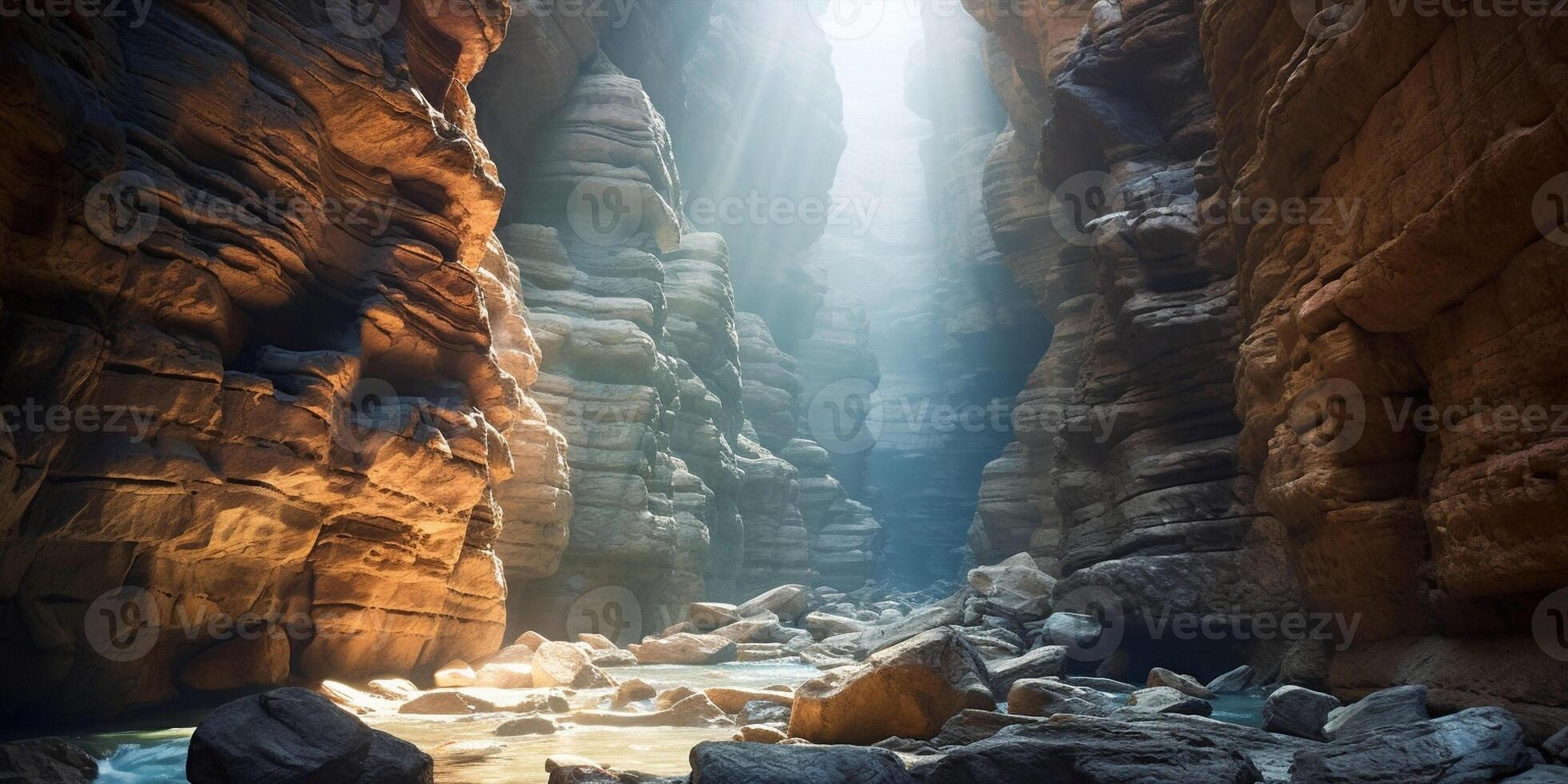 AI Generated Mountains rock sandstone landmark nature scenic tourism outdoors travel narrow geological desert gorge cave canyon landscape stone red photo