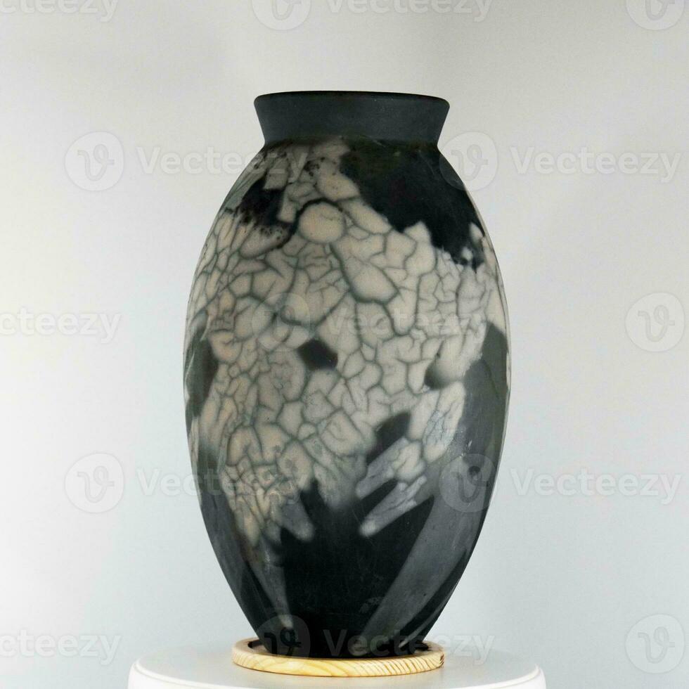 Raku ceramic pottery vase rainbow aurora textured pattern home decor piece from RAAQUU by Adil Ghani from Malaysia photo