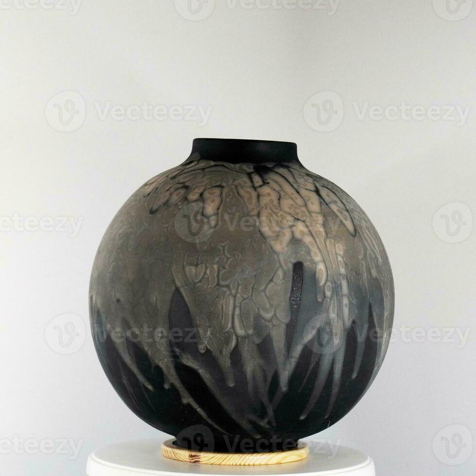 Raku ceramic pottery vase rainbow aurora textured pattern home decor piece from RAAQUU by Adil Ghani from Malaysia photo