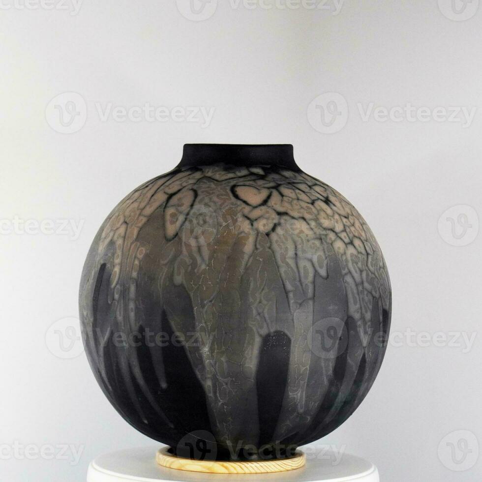 Raku ceramic pottery vase rainbow aurora textured pattern home decor piece from RAAQUU by Adil Ghani from Malaysia photo