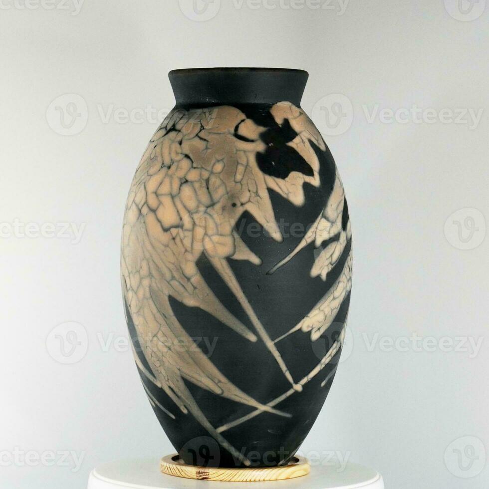 Raku ceramic pottery vase rainbow aurora textured pattern home decor piece from RAAQUU by Adil Ghani from Malaysia photo