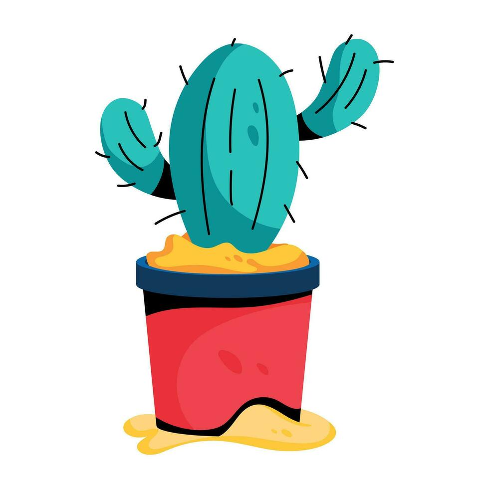 maceta de cactus de moda vector