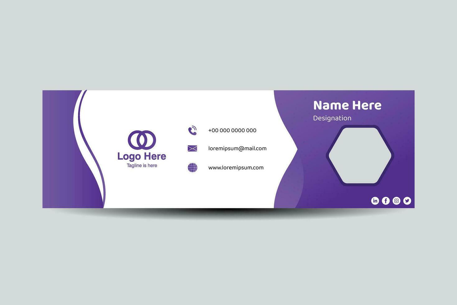 e signature vector template. Purple color. Editable and color change