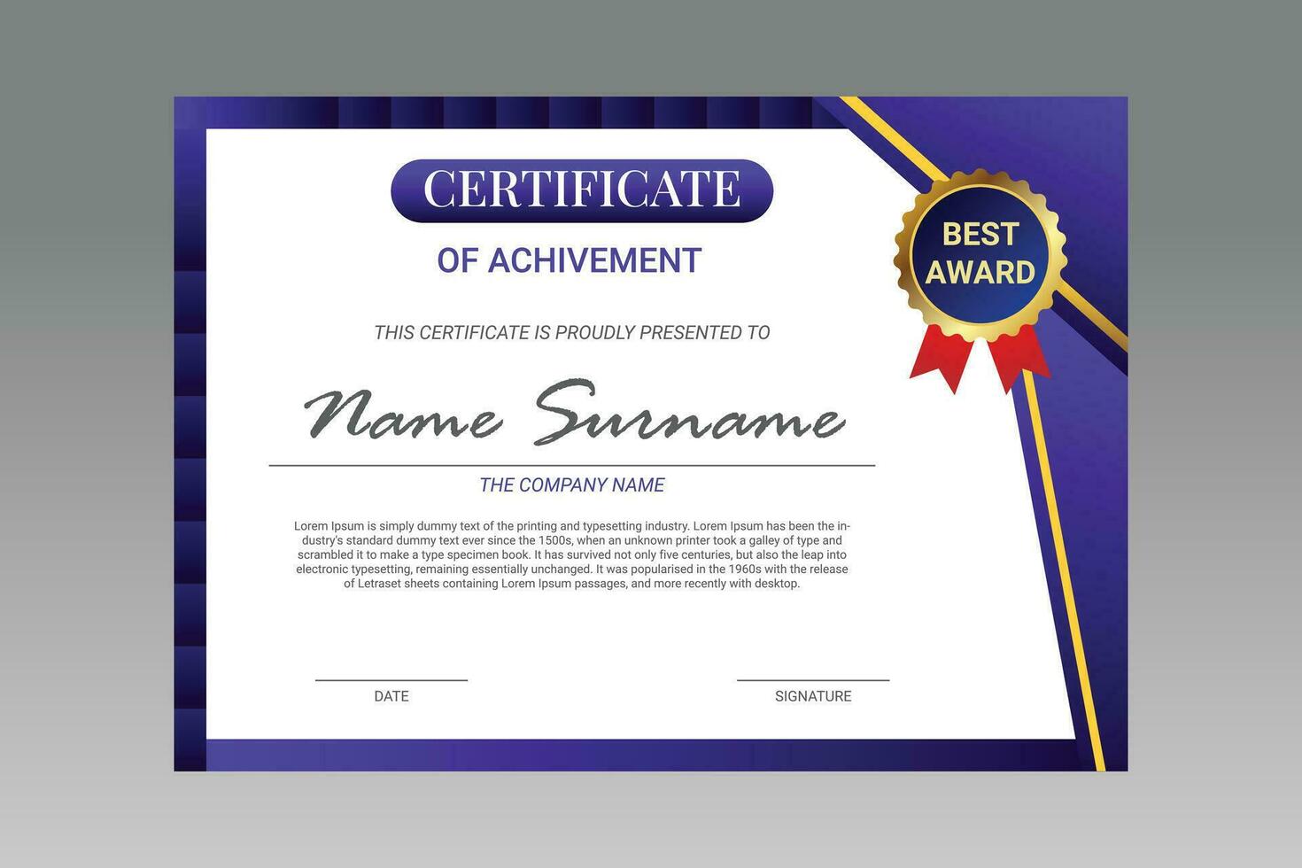 Certificate of achievement template, Diploma of appreciation, Vector illustration