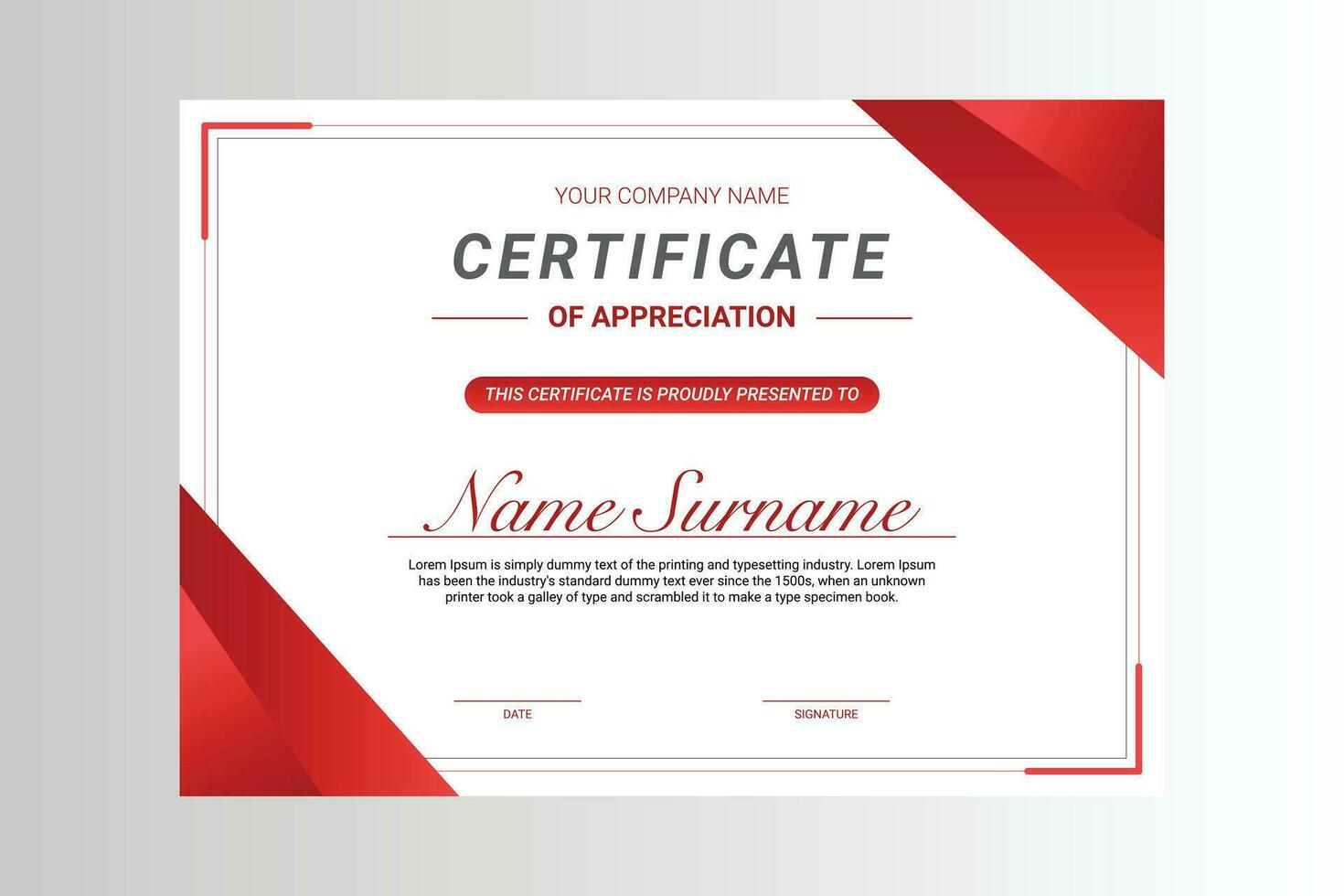 modern certificate of appreciation template with red ribbon background,vector illustration vector