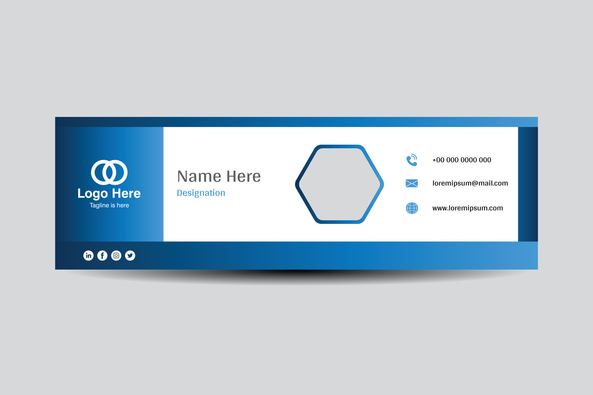 e signature template for company corporate style. Vector illustration