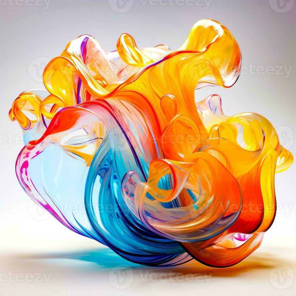 Multicolored object on white background that appears to be floating. Generative AI photo