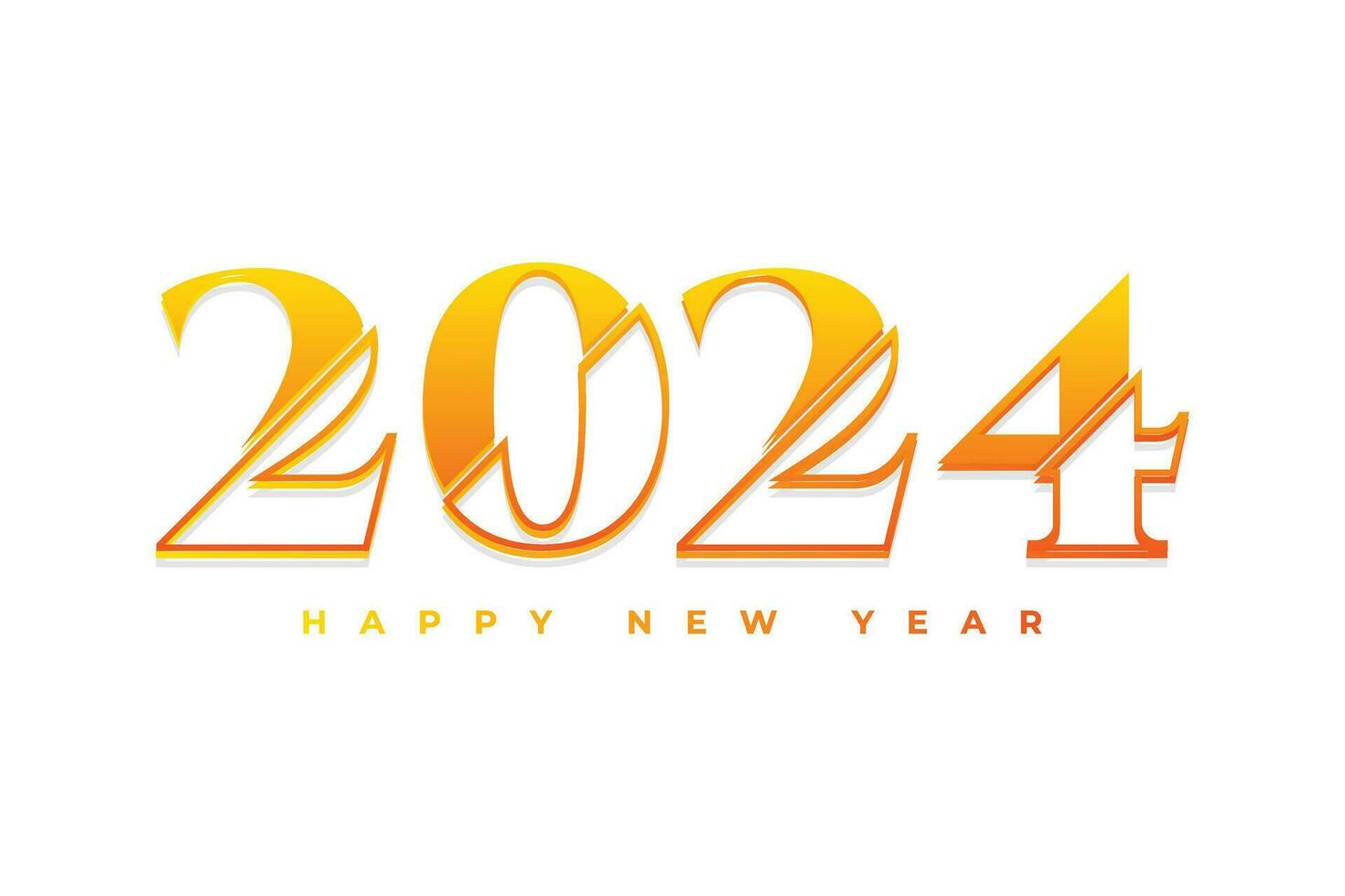 Happy new year 2024 orange gradient typography text logo design vector