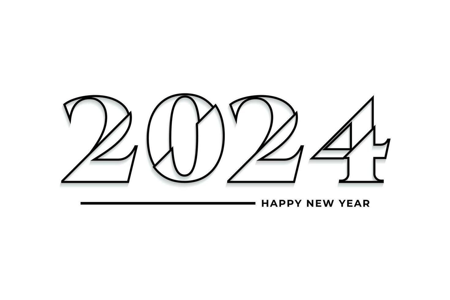 Happy new year 2024 black outline typography text logo design vector