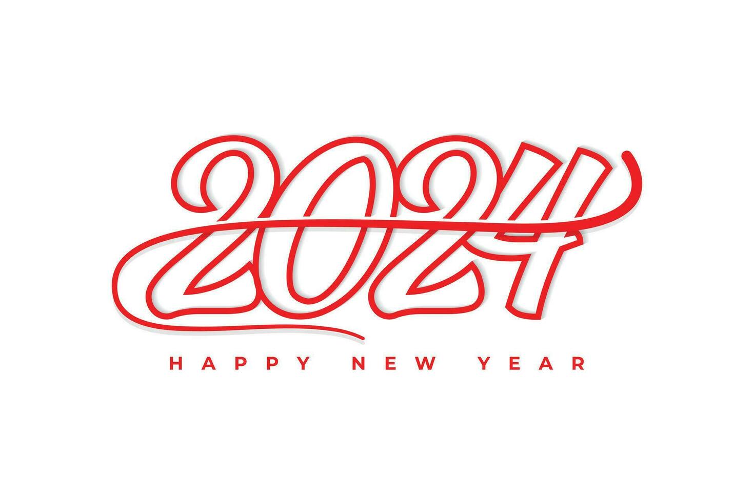 Happy new year 2024 creative outline style typography text logo design vector