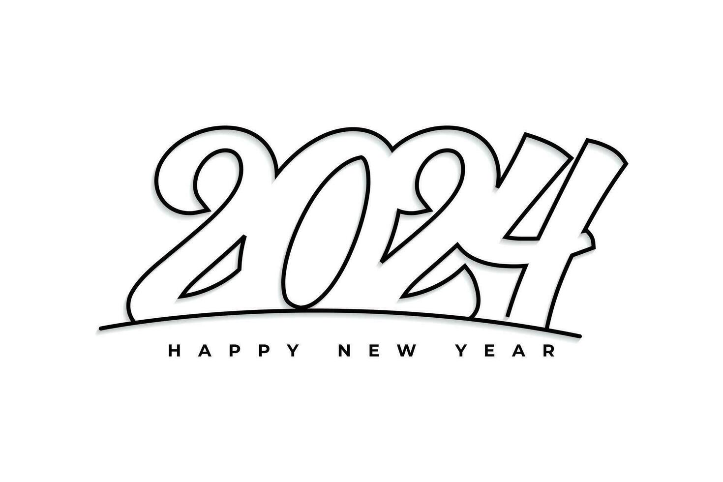 Happy new year 2024 creative outline style typography text logo design vector