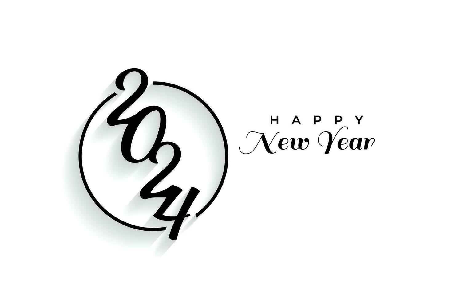 Happy new year 2024 creative outline style typography text logo design vector