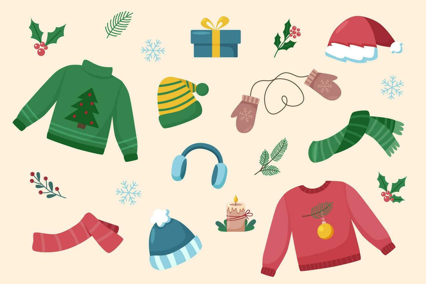 Set Christmas clothes 32314946 Vector Art at Vecteezy