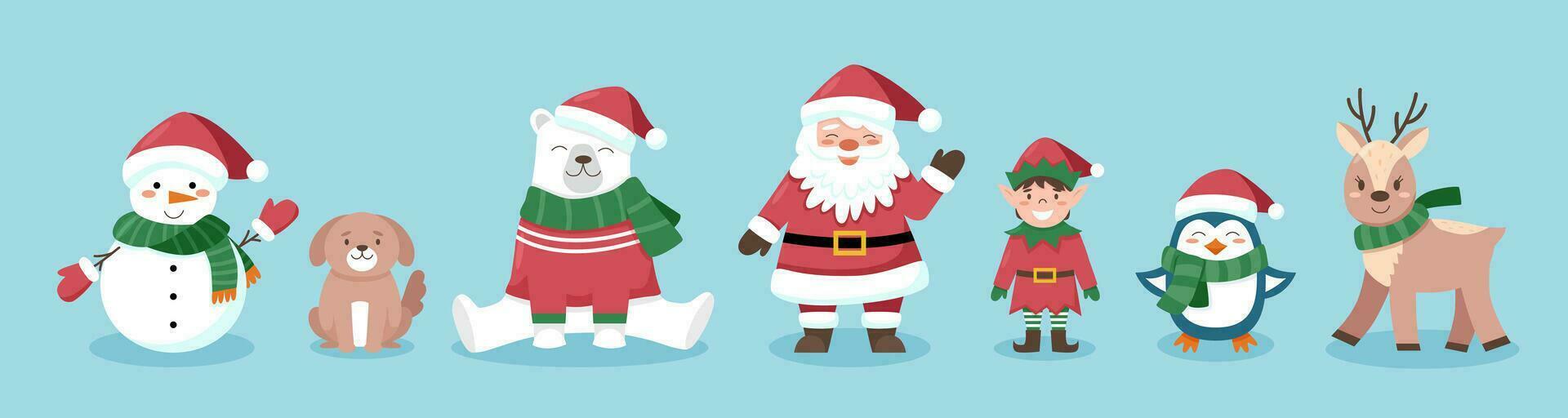 Set of Christmas characters vector