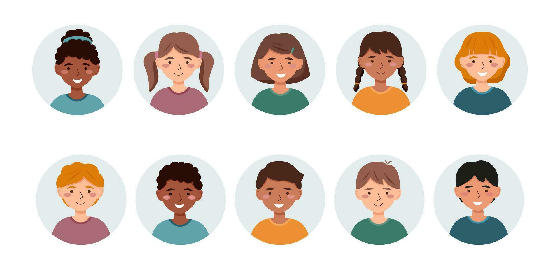 Set of children avatars vector