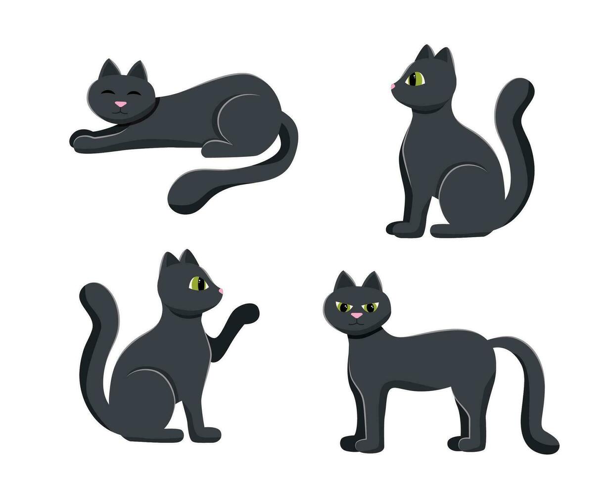 conjunto de negro gatos vector