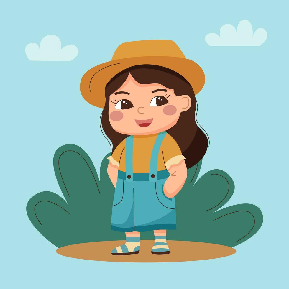 pequeño niña personaje vector