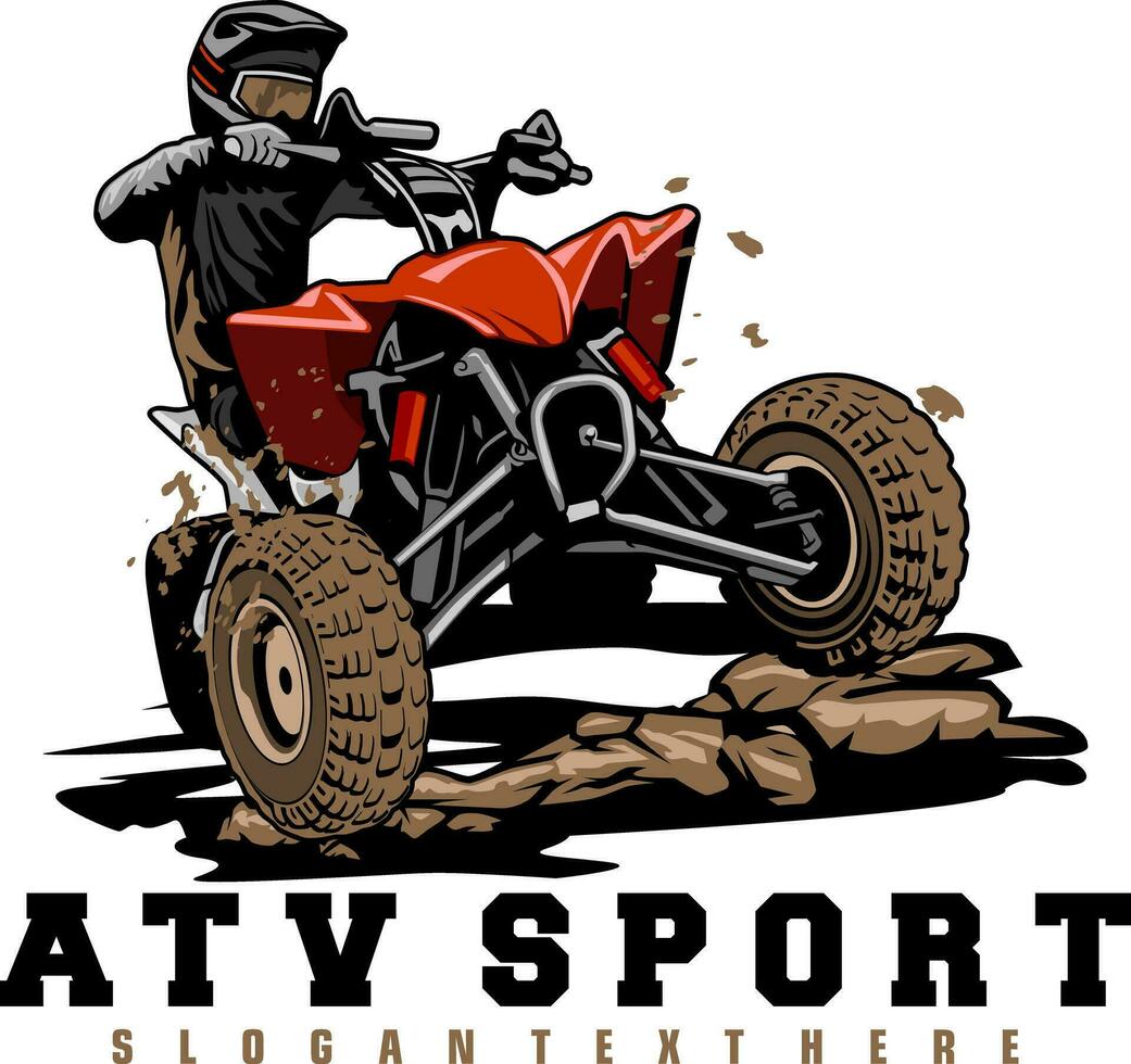 vector de icono de logotipo de diseño de ilustración deportiva atv