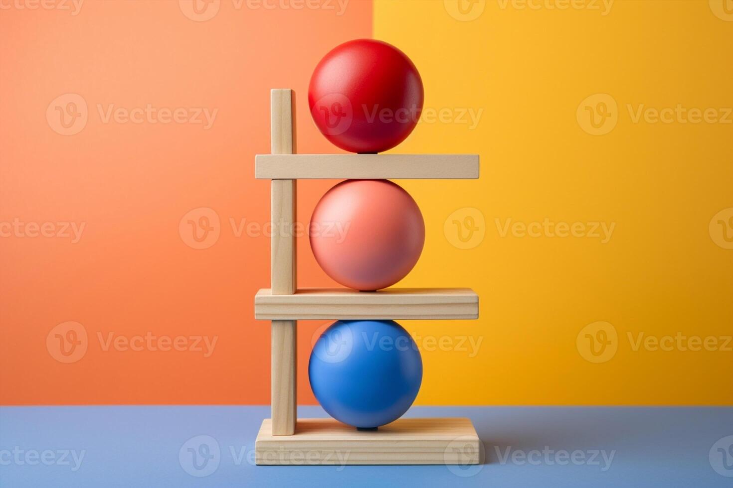 AI Generated Leadership background object pastel abstract shape balance ball cylinder blue red render sphere business success creativity design toy geometry bright cube concepts photo