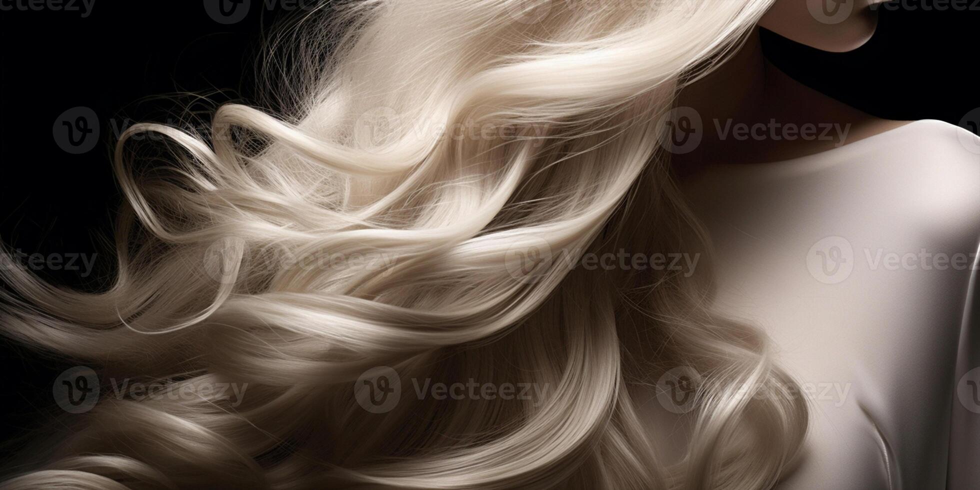 AI Generated Textured highlight style long abstract beauty closeup wellness bright colorful coiffure care shiny blond smooth fashion healthy brown curl hair background curly salon luxury photo