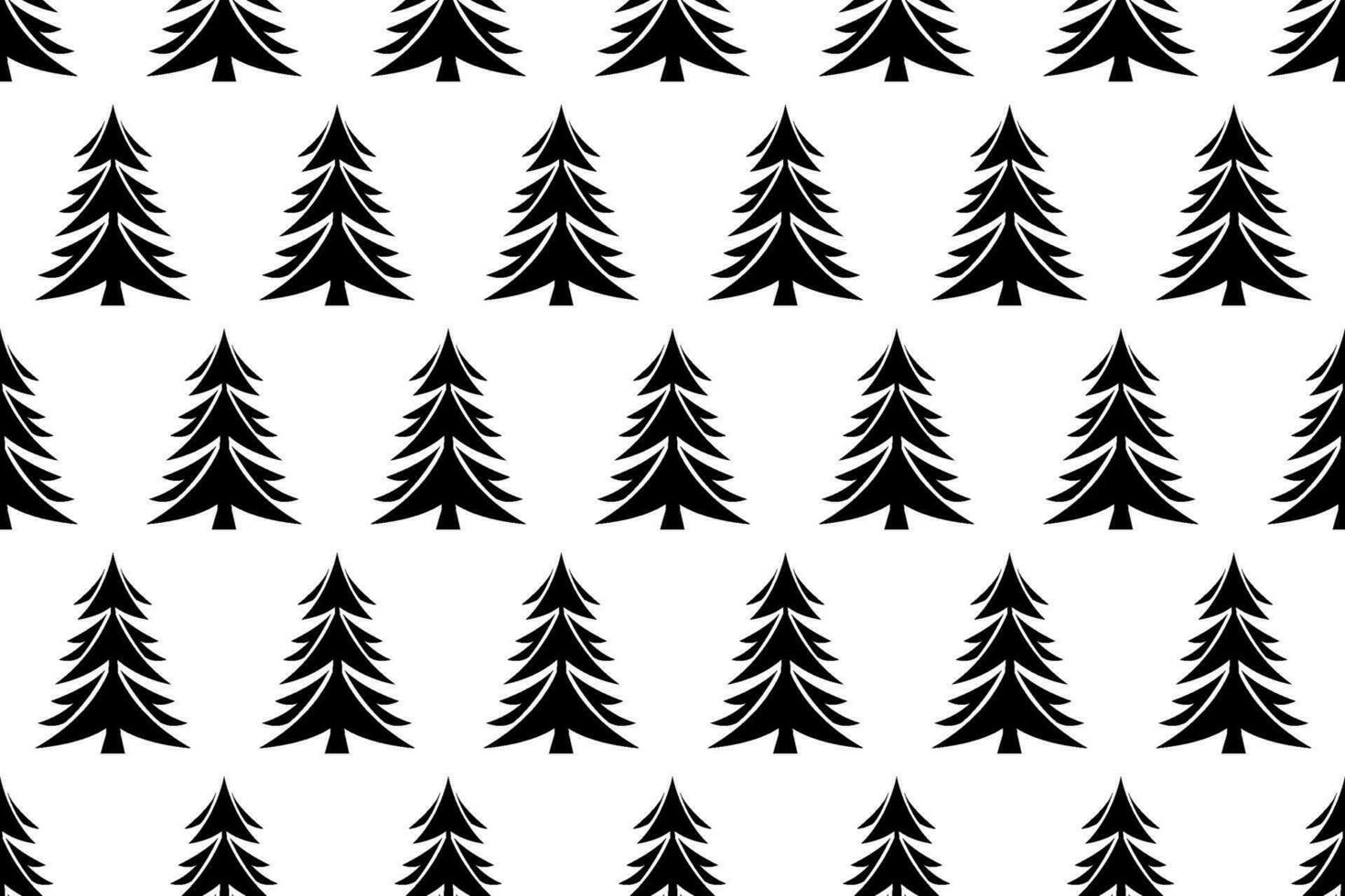 Seamless fir pattern. Black and white Christmas trees repeating seamless pattern. vector