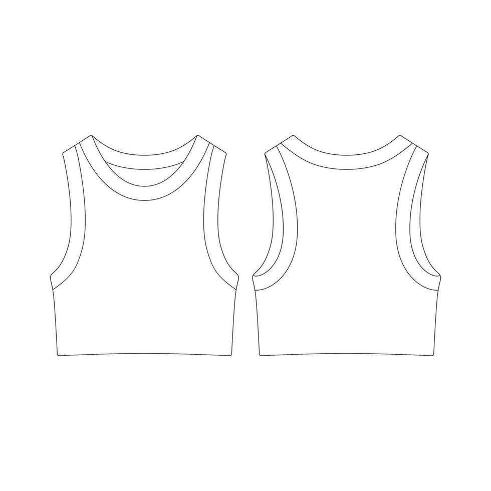 modelo alto cuello Deportes sostén vector ilustración plano diseño contorno ropa colección