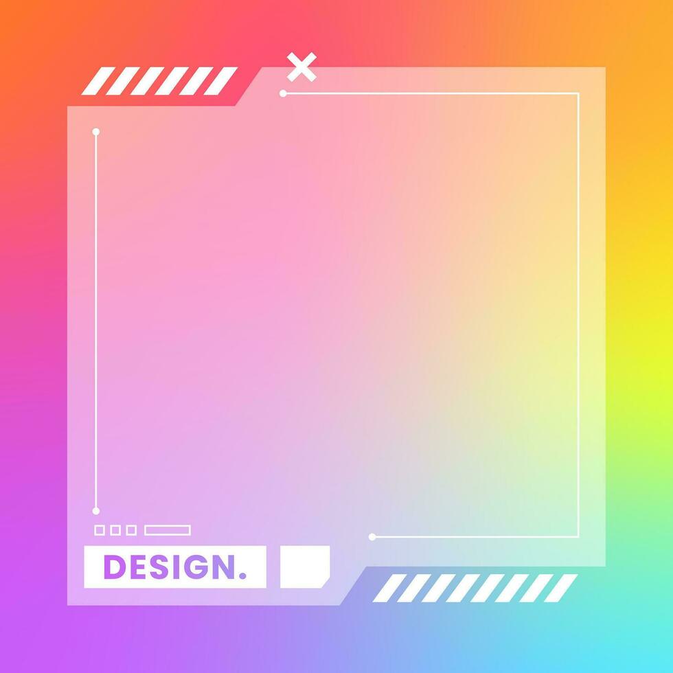 Futuristic square gradient background. Social media frame vector illustration.
