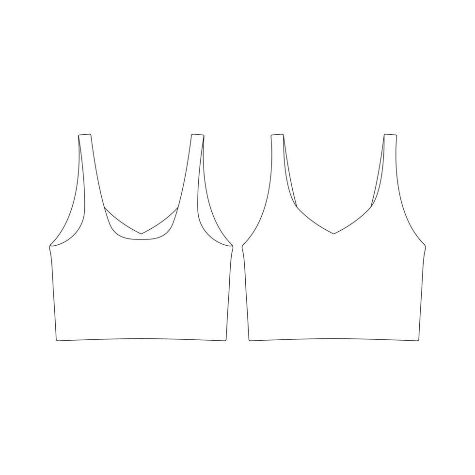 template longline sports bra vector illustration flat design outline clothing collection