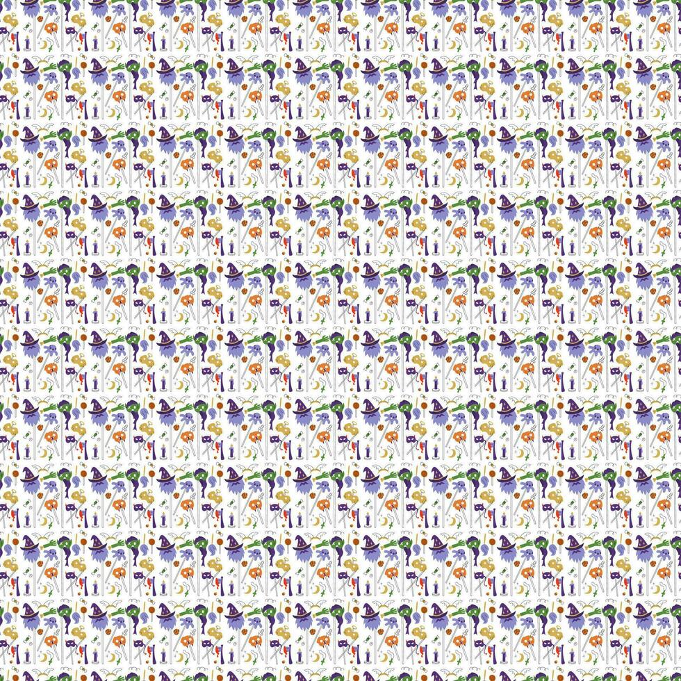 Seamless pattern with carnival masks for the Halloween party. Color doodle vector illustration.