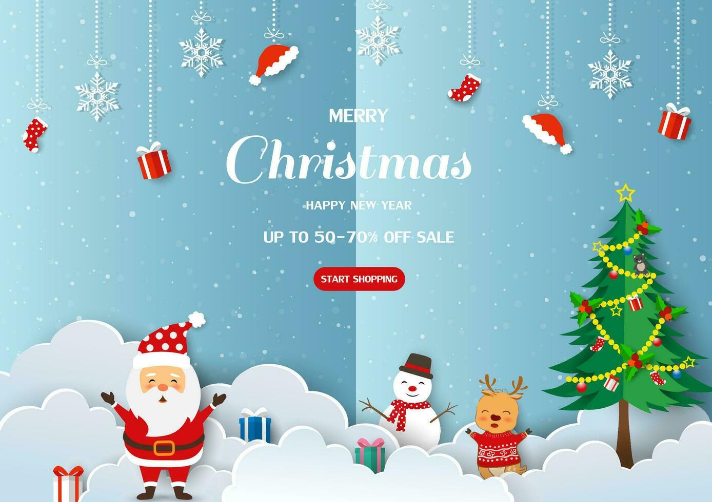 Merry Christmas and Happy new year sale background for discount promotion,flyers,banner,brochure,webside or card vector
