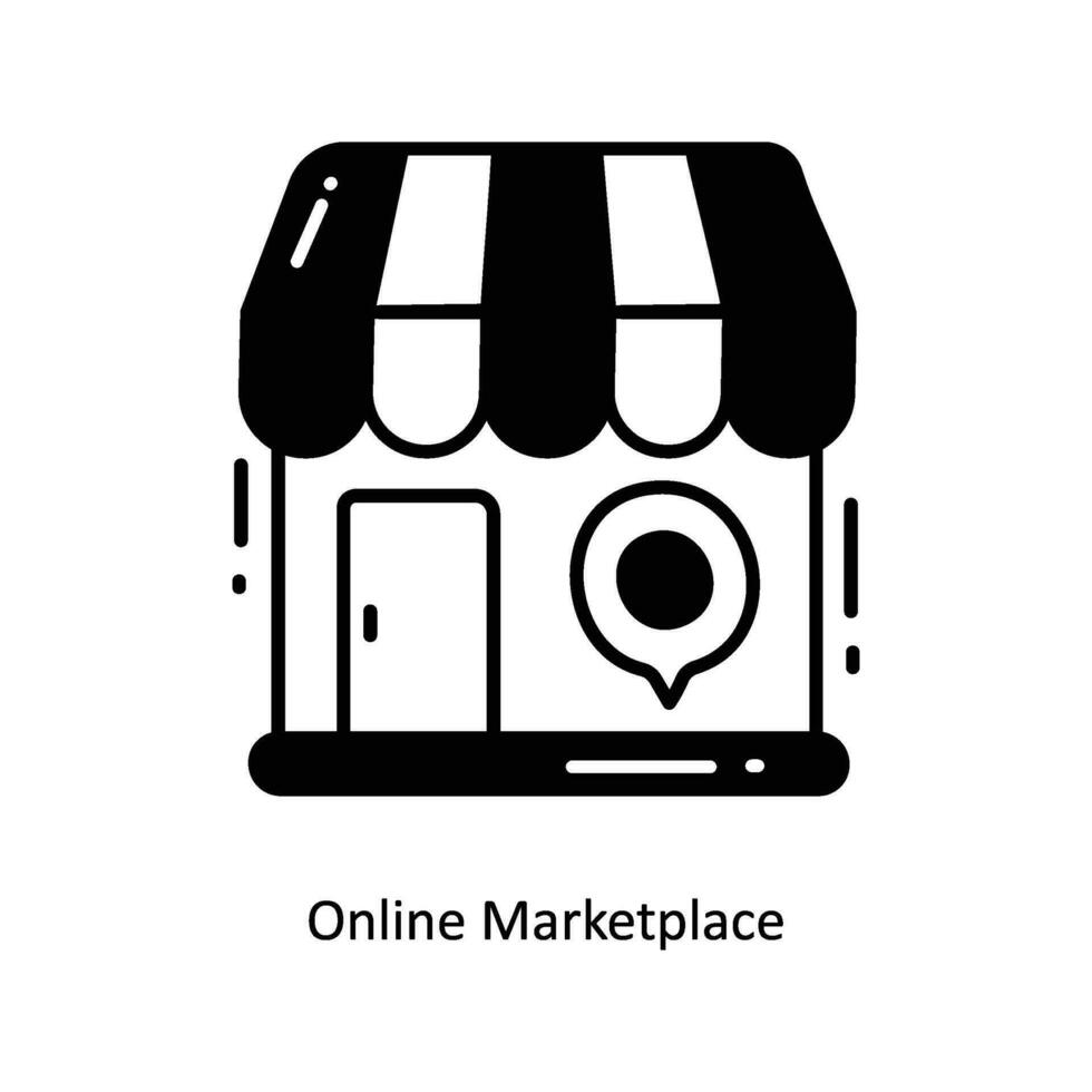 Online Marketplace doodle Icon Design illustration. Ecommerce and shopping Symbol on White background EPS 10 File vector