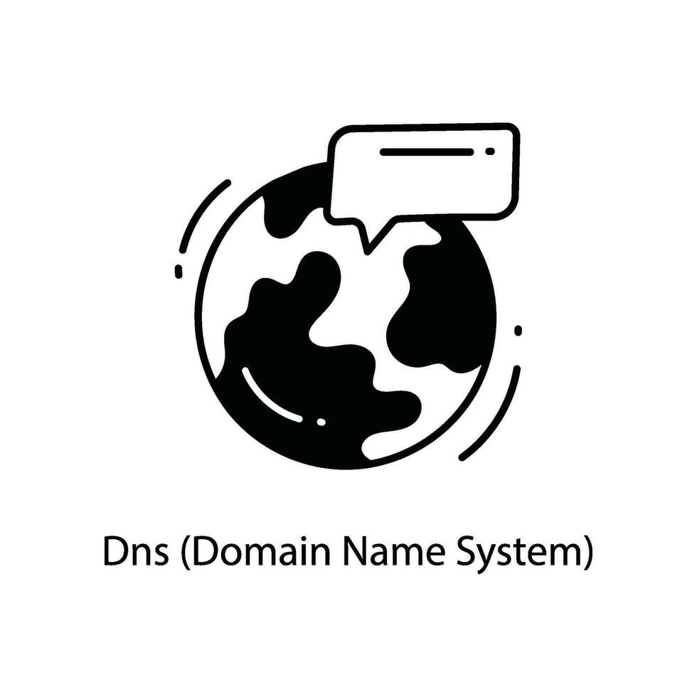 dns dominio nombre sistema garabatear icono diseño ilustración. redes símbolo en blanco antecedentes eps 10 archivo vector