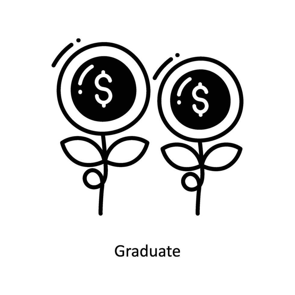 Graduate doodle Icon Design illustration. Startup Symbol on White background EPS 10 File vector