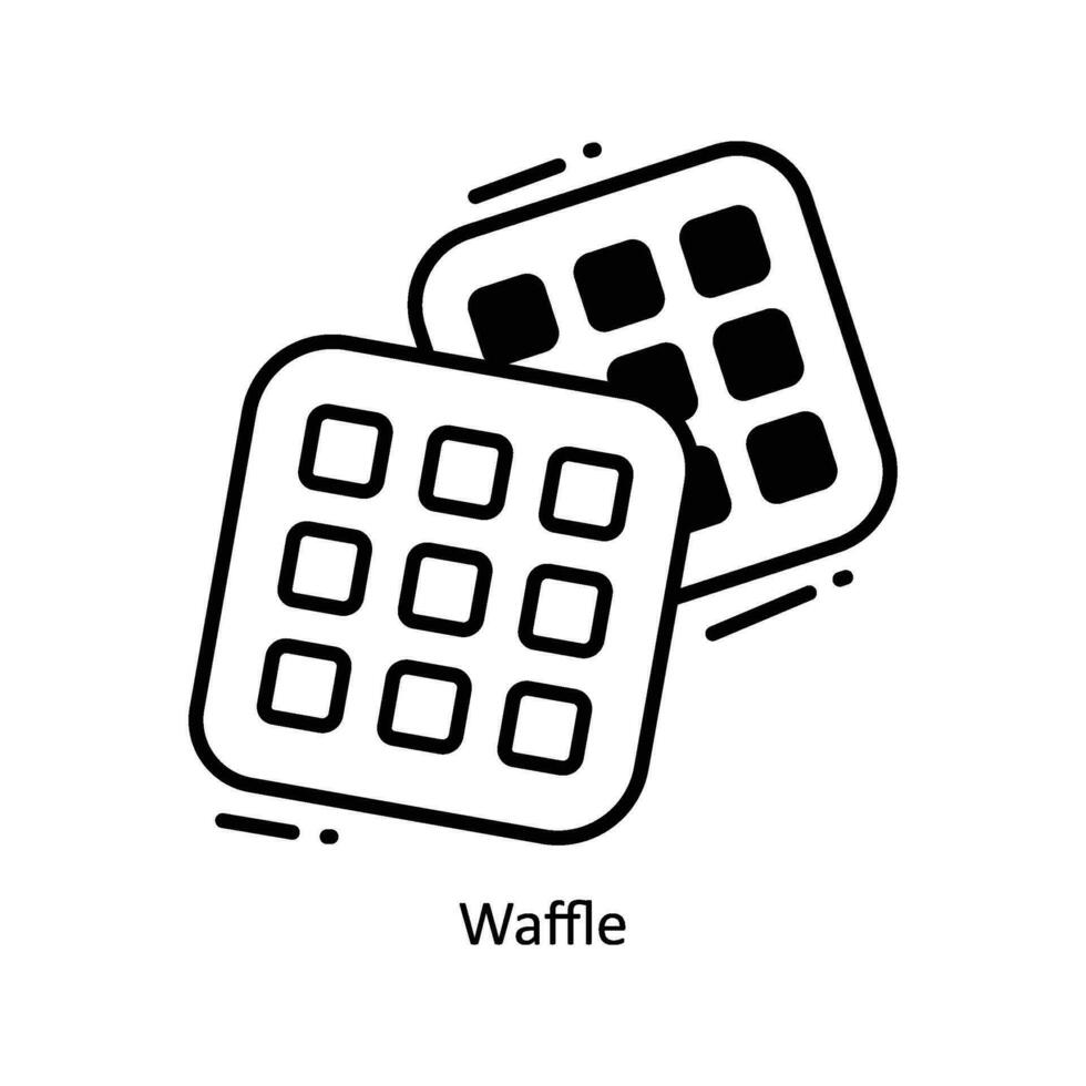 Waffle doodle Icon Design illustration. Food and Drinks Symbol on White background EPS 10 File vector