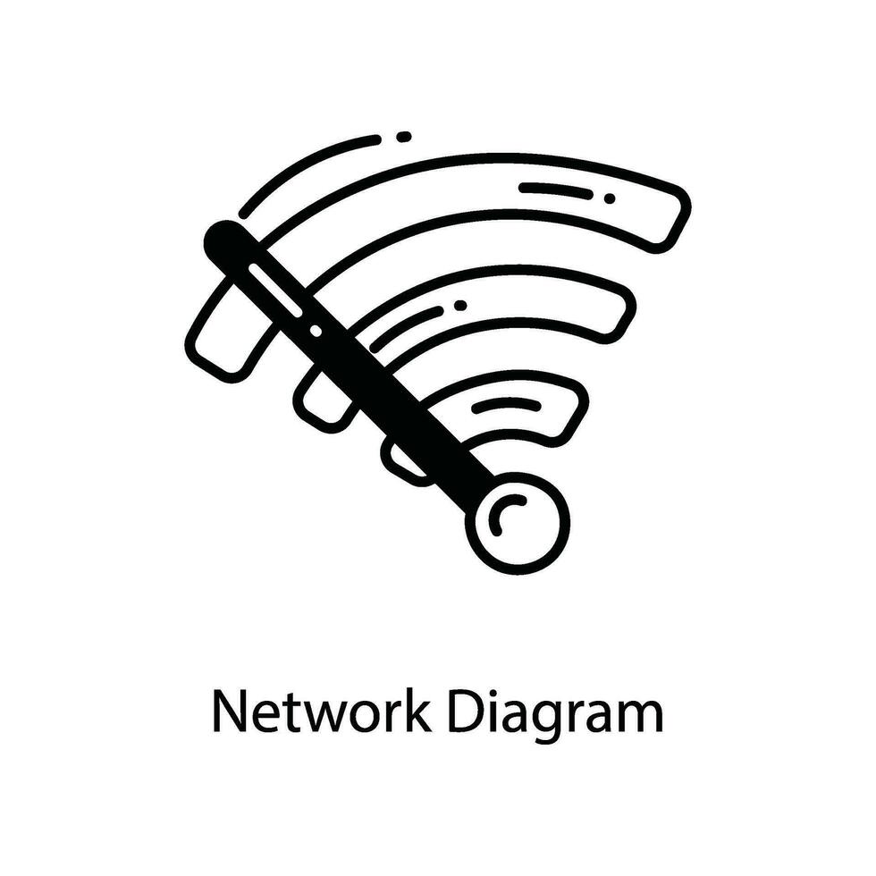 Network Diagram doodle Icon Design illustration. Networking Symbol on White background EPS 10 File vector