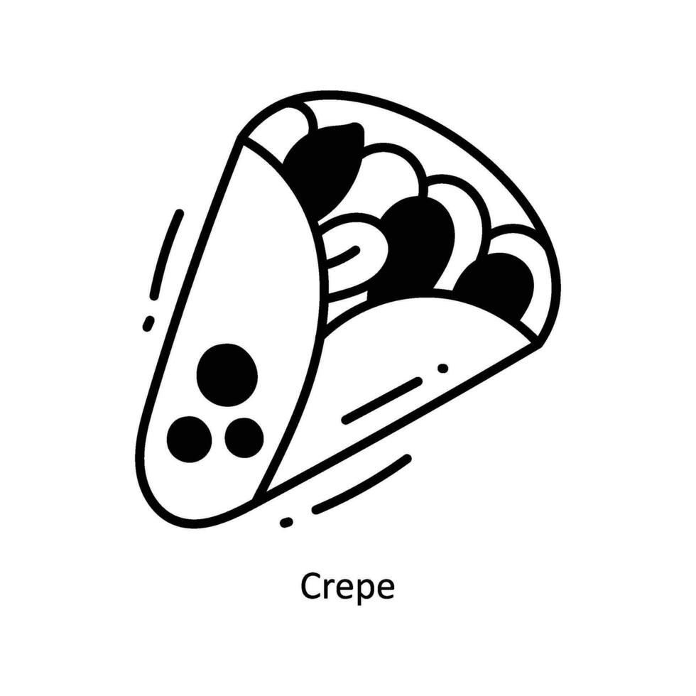 crepe garabatear icono diseño ilustración. comida y bebidas símbolo en blanco antecedentes eps 10 archivo vector