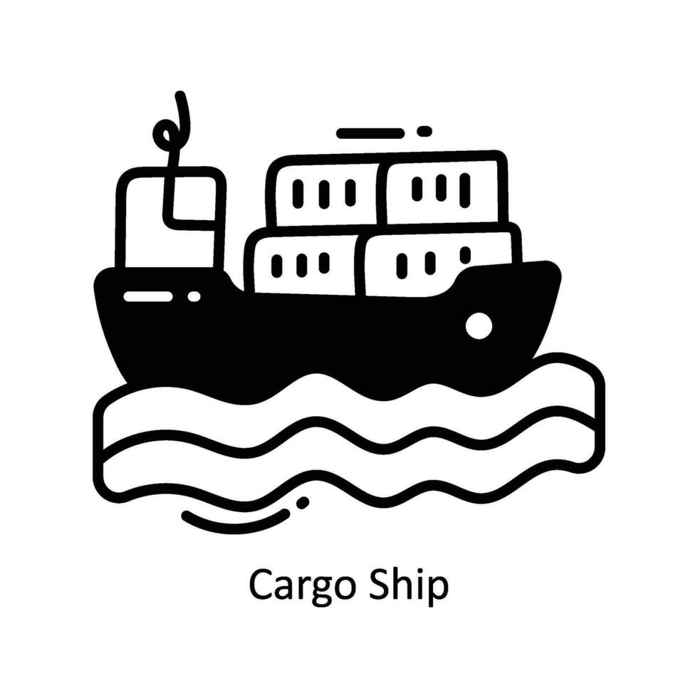 Cargo Ship doodle Icon Design illustration. Logistics and Delivery Symbol on White background EPS 10 File vector