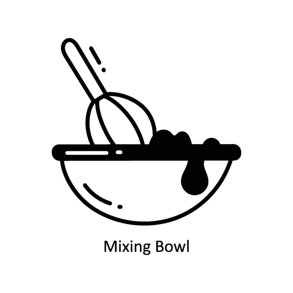 Mixing Bowl doodle Icon Design illustration. Food and Drinks Symbol on White background EPS 10 File vector