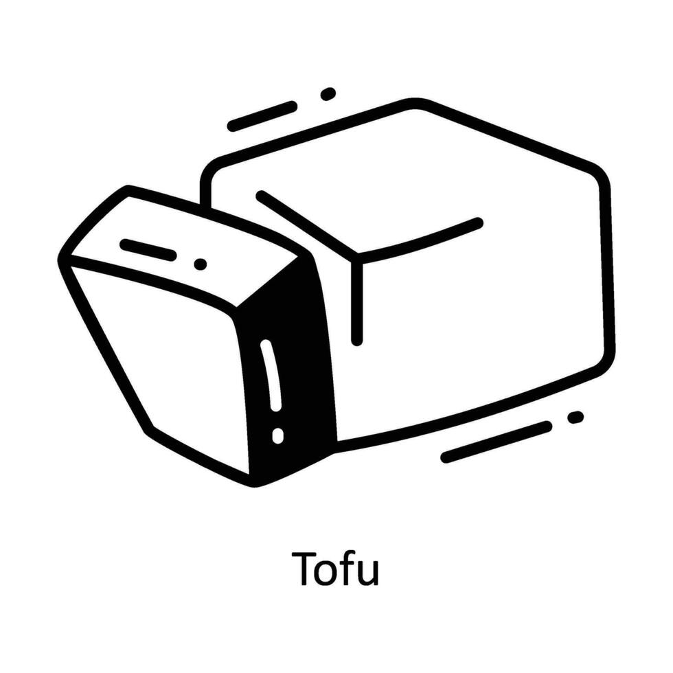 tofu garabatear icono diseño ilustración. comida y bebidas símbolo en blanco antecedentes eps 10 archivo vector