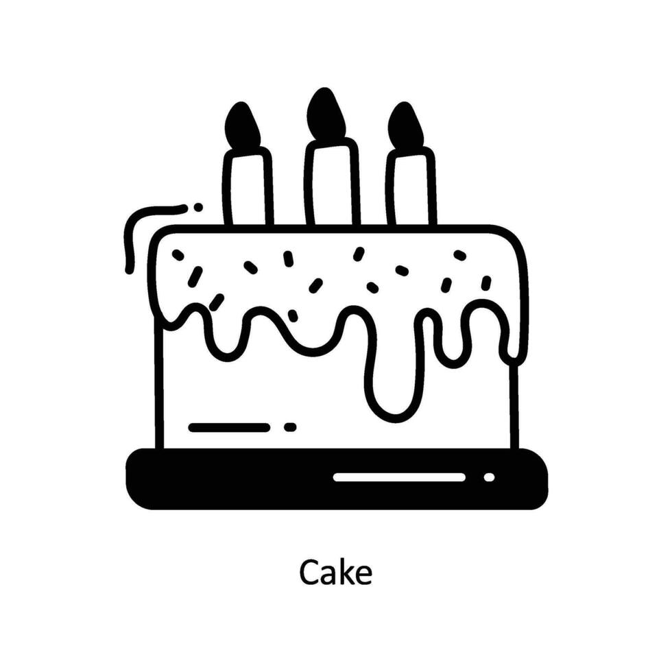 Cake doodle Icon Design illustration. Food and Drinks Symbol on White background EPS 10 File vector
