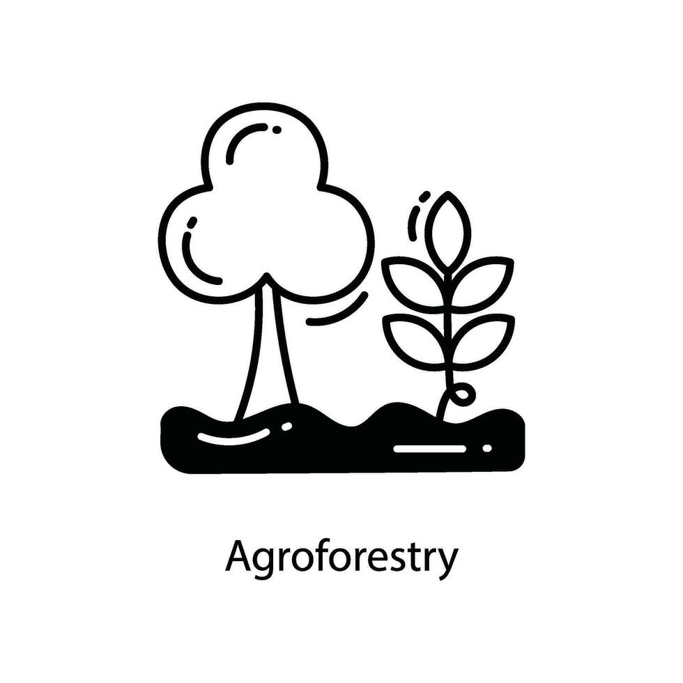Agroforestry doodle Icon Design illustration. Agriculture Symbol on White background EPS 10 File vector